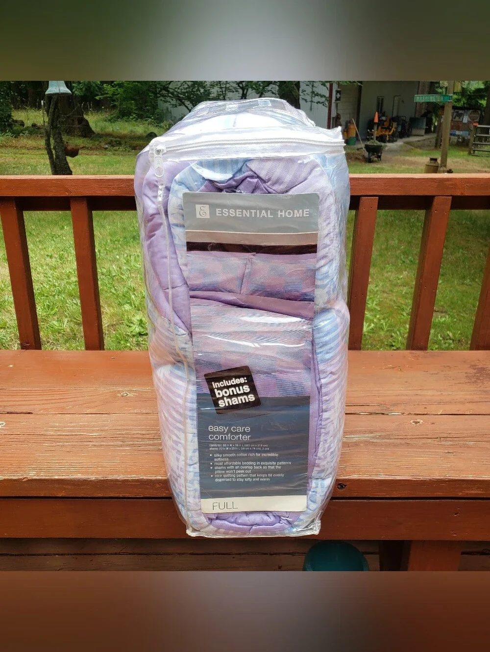 Essential Home Purple, Blue & White Floral Design FULL Comforter W/ Shams -KMART